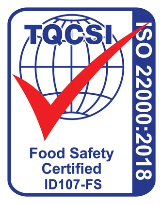 ISO 22000:2018 food safety certified by TQCSI, certificate ID107-FS